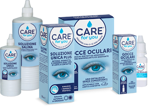 CARE FOR YOU® Occhi è una linea di prodotti per occhi arrossati, stanchi e lenti a contatto